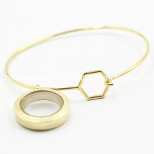 316L Stainless Steel Plating Gold Bangle with Locket